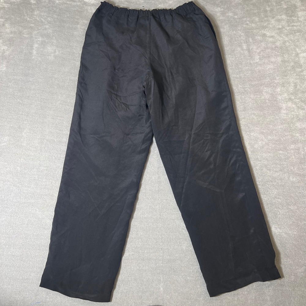 Anna And Frank 100% Silk Black Elastic Waist Straight-Leg Pants - Picture 8 of 8